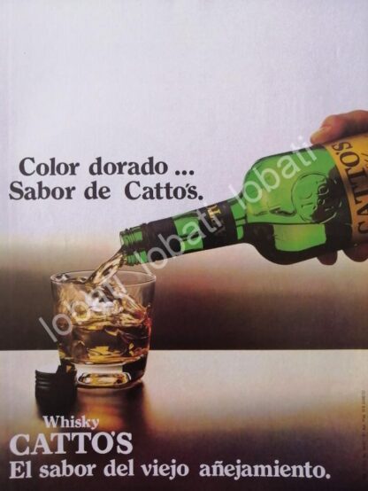 CARTEL ANTIGUO ORIGINAL DE VINOS. WHISKY CATTOS 12 AÑOS. 1980 /571