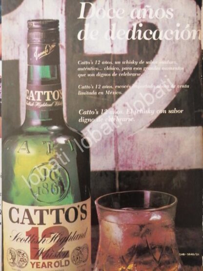 CARTEL ANTIGUO ORIGINAL DE VINOS. WHISKY CATTOS 12 AÑOS. 1980 /571