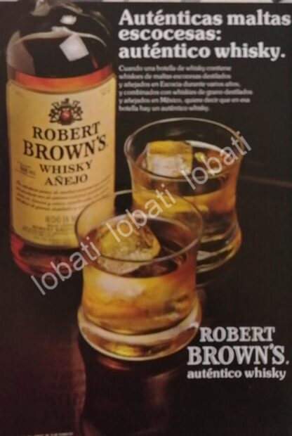 CARTEL ANTIGUO ORIGINAL DE VINOS. WHISKY ROBERT BROWNS 1970s /602 RARO