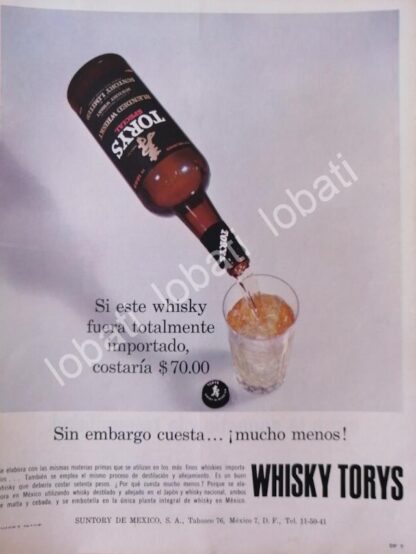 CARTEL ANTIGUO ORIGINAL DE VINOS. WHISKY TORYS 1965 /548