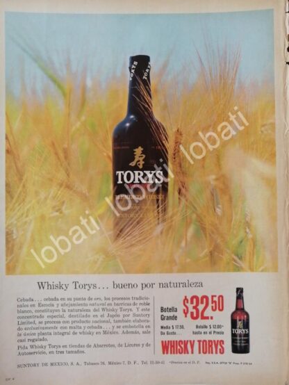 CARTEL ANTIGUO ORIGINAL DE VINOS. WHISKY TORYS 1965 /541