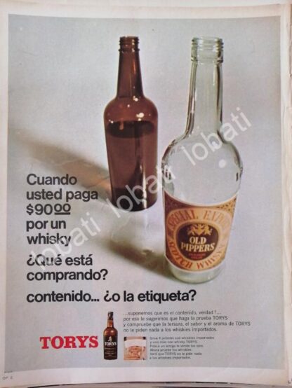 CARTEL ANTIGUO ORIGINAL DE VINOS. WHISKY TORYS 1968 /539