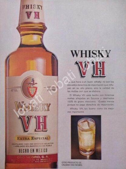 CARTEL ANTIGUO ORIGINAL DE VINOS. WHISKY VH 1969 /599