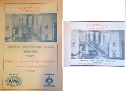 2 AFICHES ANTIGUOS HOTEL SAN LUIS 1963 SALTILLO, COAHUILA
