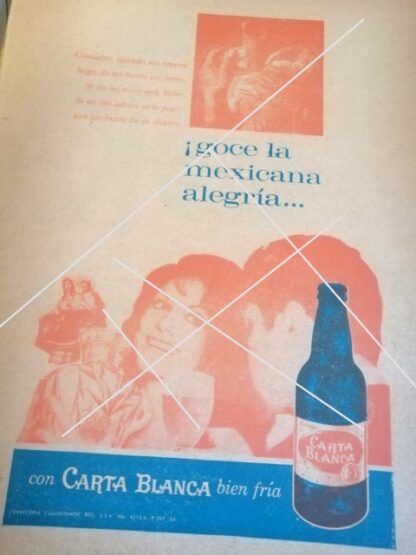 CARTEL PUBLICIDAD ANTIGUA CERVEZA CARTA BLANCA 1964 /6
