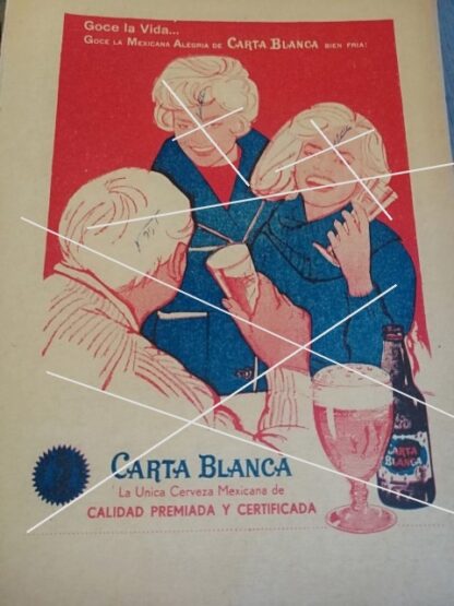 CARTEL PUBLICIDAD ANTIGUA CERVEZA CARTA BLANCA 1963 /5