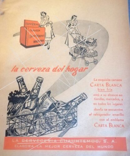 AFICHE RETRO CERVEZA CARTA BLANCA 1952 /2
