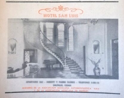 2 AFICHES ANTIGUOS HOTEL SAN LUIS 1963 SALTILLO, COAHUILA - Imagen 2