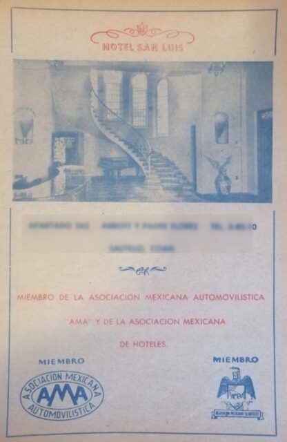 2 AFICHES ANTIGUOS HOTEL SAN LUIS 1963 SALTILLO, COAHUILA - Imagen 3