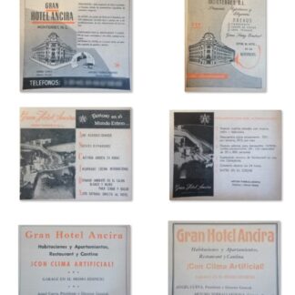 6 AFICHES ANTIGUOS HOTEL ANCIRA MONTERREY 1963 1950s 60s